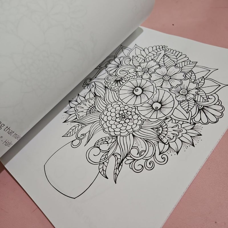 Adult Coloring Book Relaxing Flowers