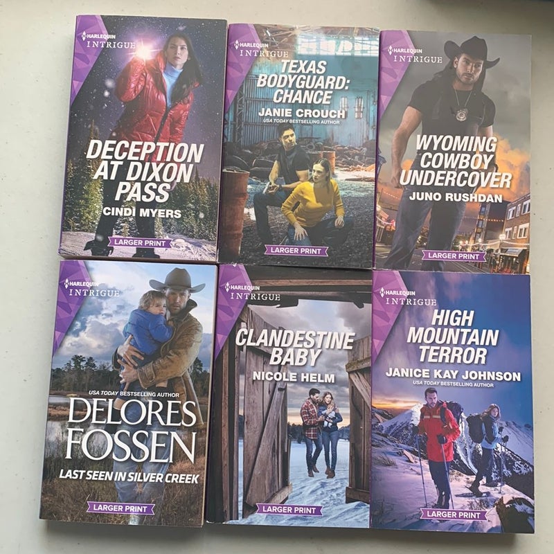 Harlequin Intrigue, 6 books, larger print