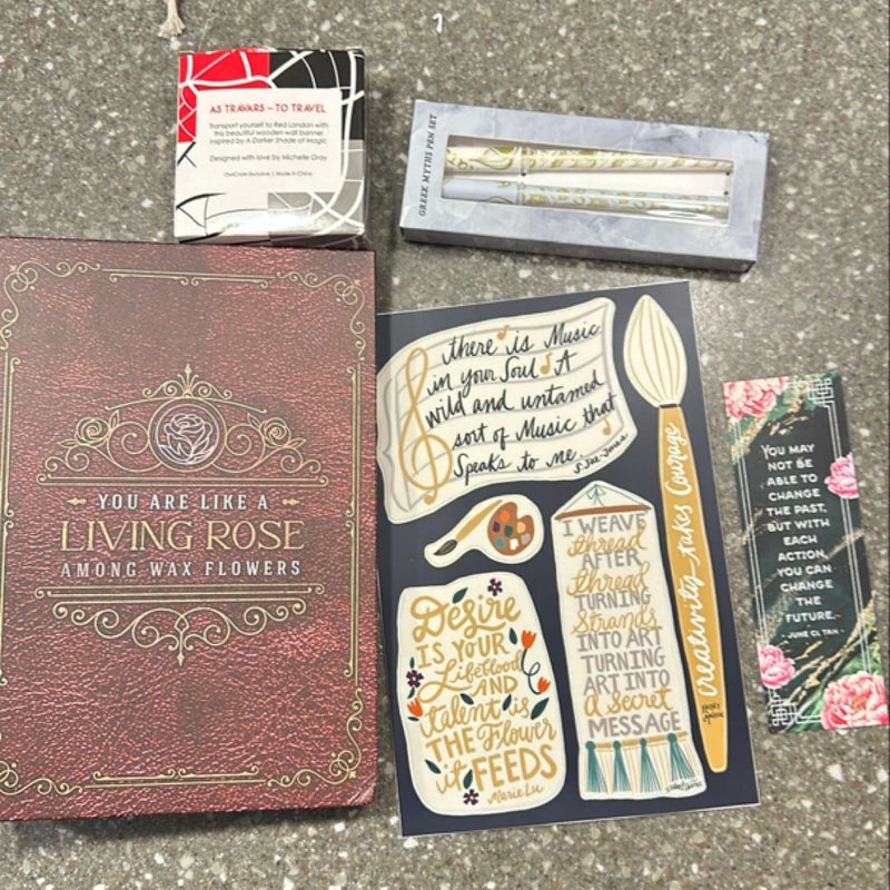 Bookish items bundle owlcrate a darker shade of magic the song of Achilles, photo album