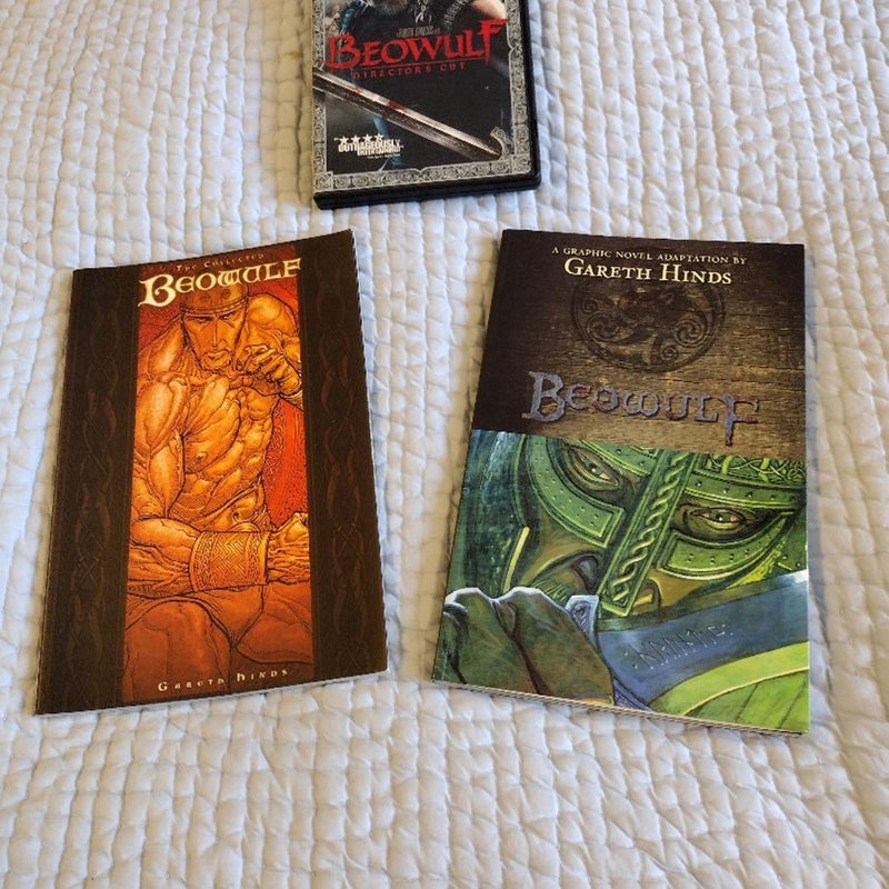 Beowulf Adaptation by Gareth Hinds 2 books editions plus DVD bundle.