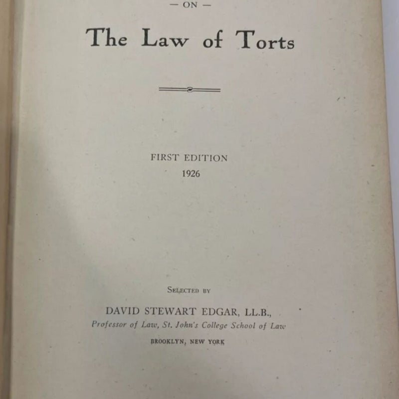 Law of Torts David Edgar First Edition 1926 ( RARE BOOK )