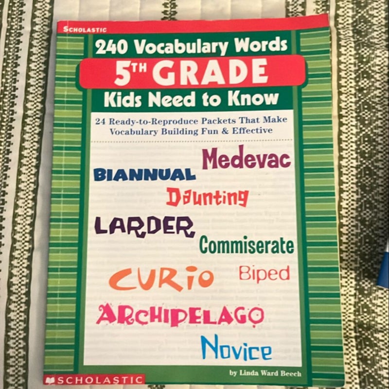 240 Vocabulary Words 5th grade Kids Need to Kkow