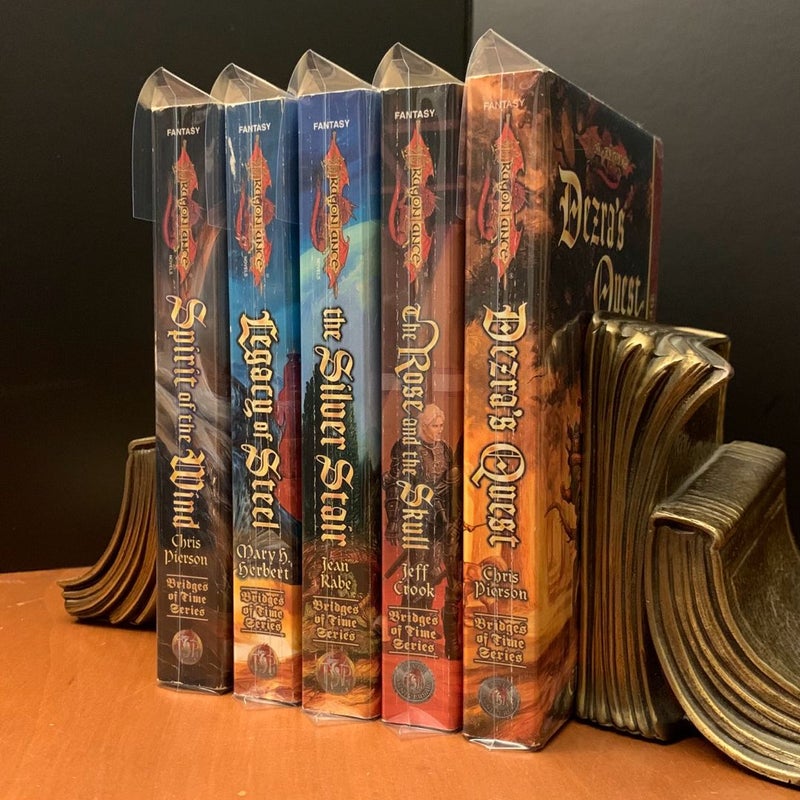 DragonLance: Complete Bridges of Time Series 1-5 Set: Spirit of the Wind, Legacy of Steel, The Silver Stair, The Rose and the Skull, Dezra’s Quest, All First Edition First Printing 