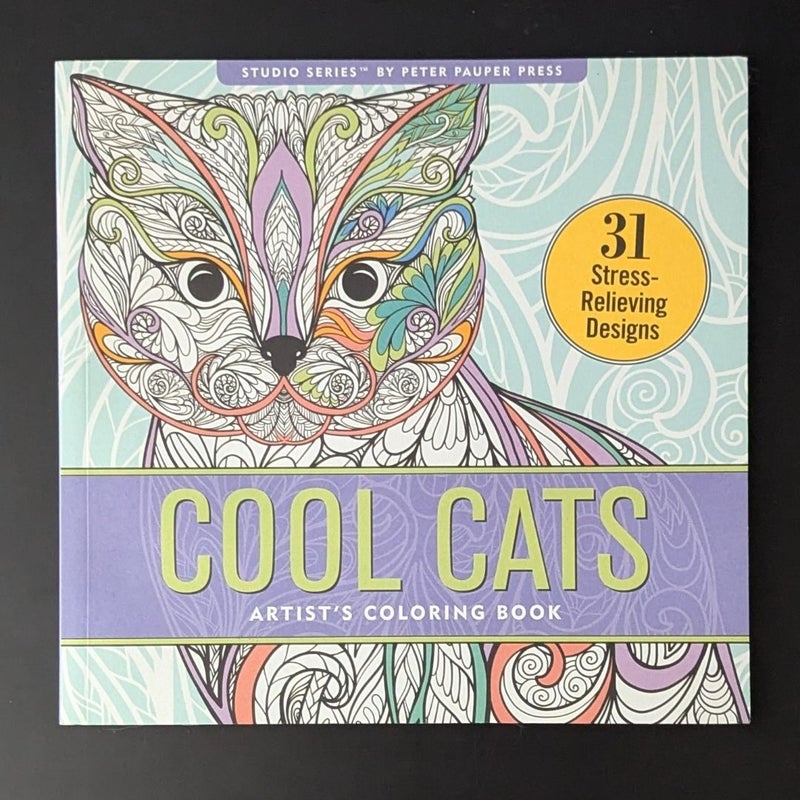 Cool Cats Adult Coloring Book (31 Stress-Relieving Designs)