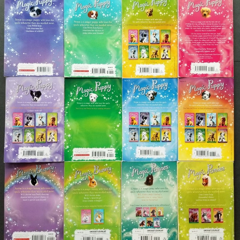 VINTAGE SCHOLASTIC MAGIC PUPPY, PONIES, BUNNY LOT OF 12 BOOKS SUE BENTLEY HOLOS