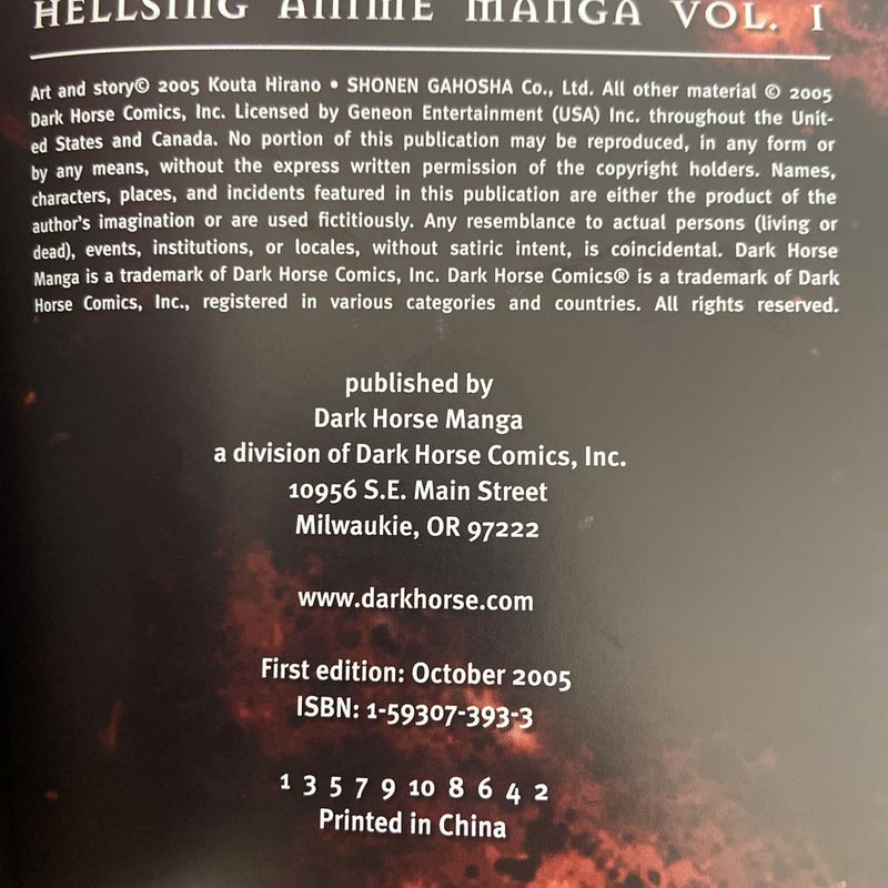 Hellsing Anime Manga Volume 1