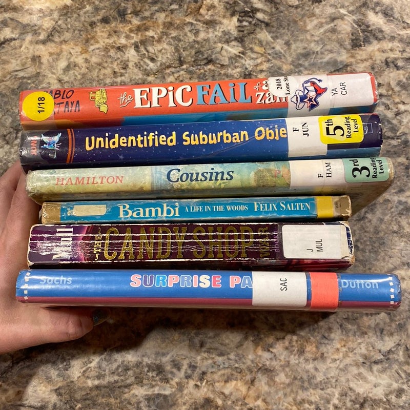 Set of 6 ex Library juvenile books