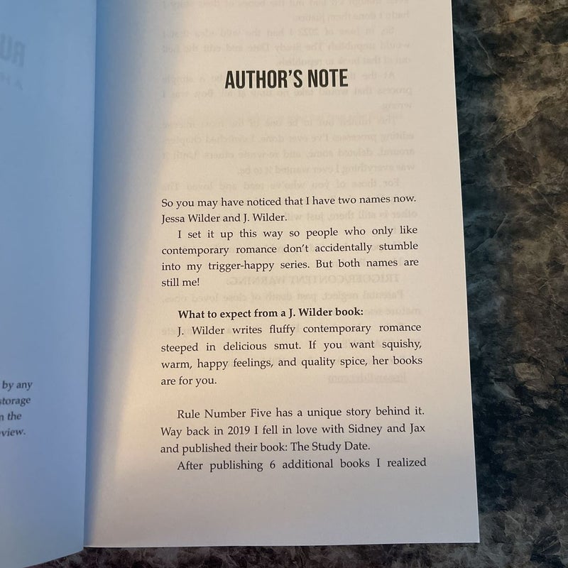 HOLD FOR LAUREN - Rule Number Five Special Edition