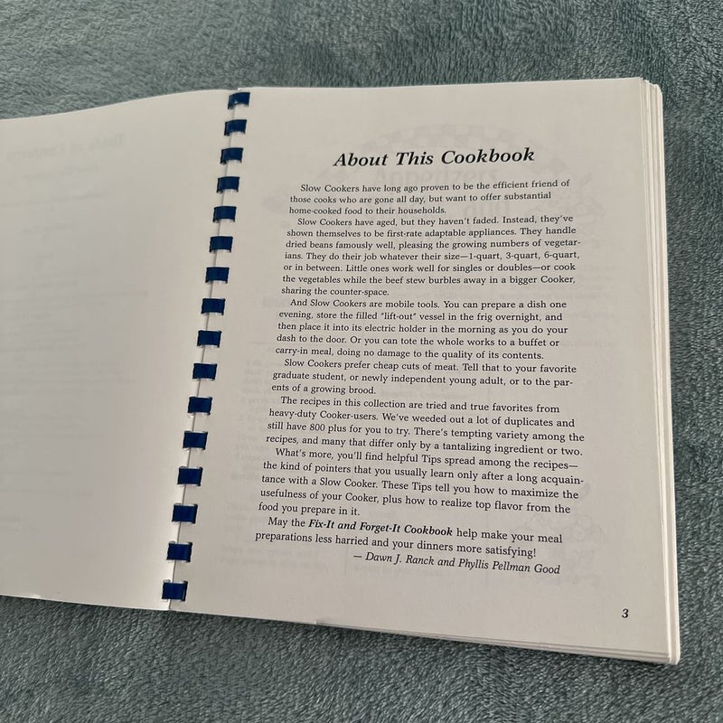 Fix It and Forget It Cookbook 