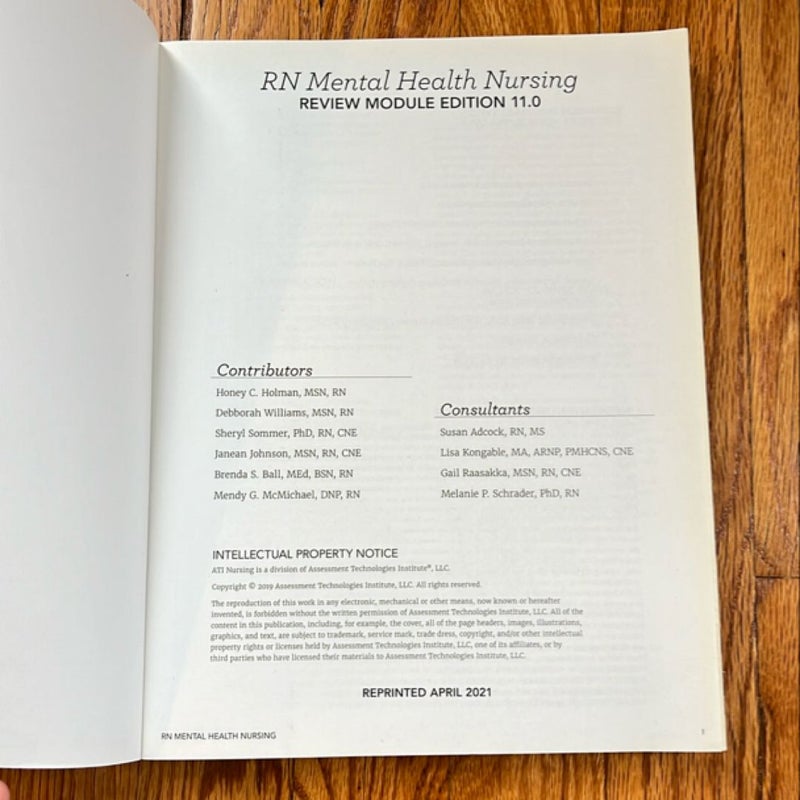 RN Mental Health Nursing Edition 11. 0