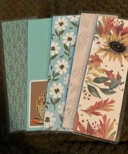 New 5 double sided laminated bookmark flowers