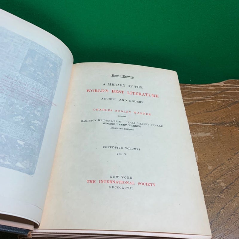 WORLD’S BEST LITERATURE Royal Edition #123 Of 1000 Antique 1896 Vol. X Book