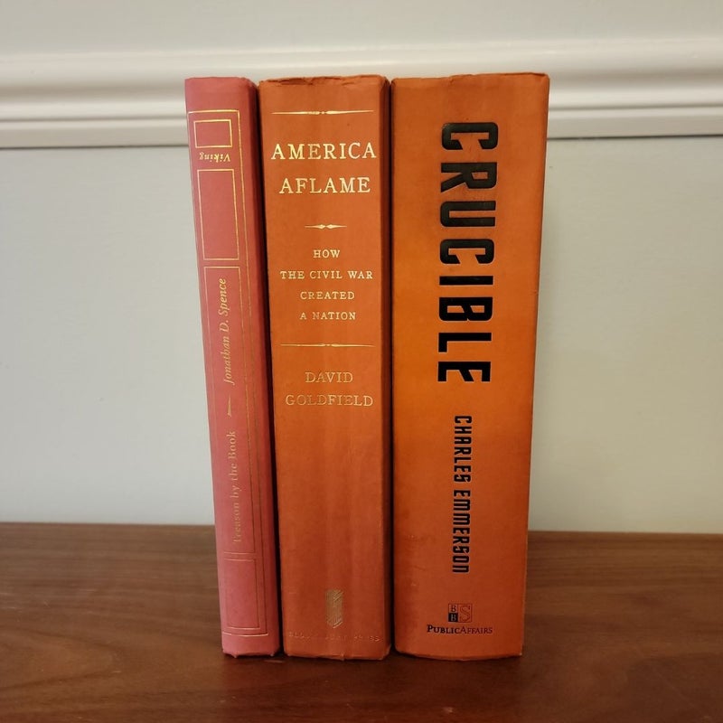 Orange hard cover book decor bundle 