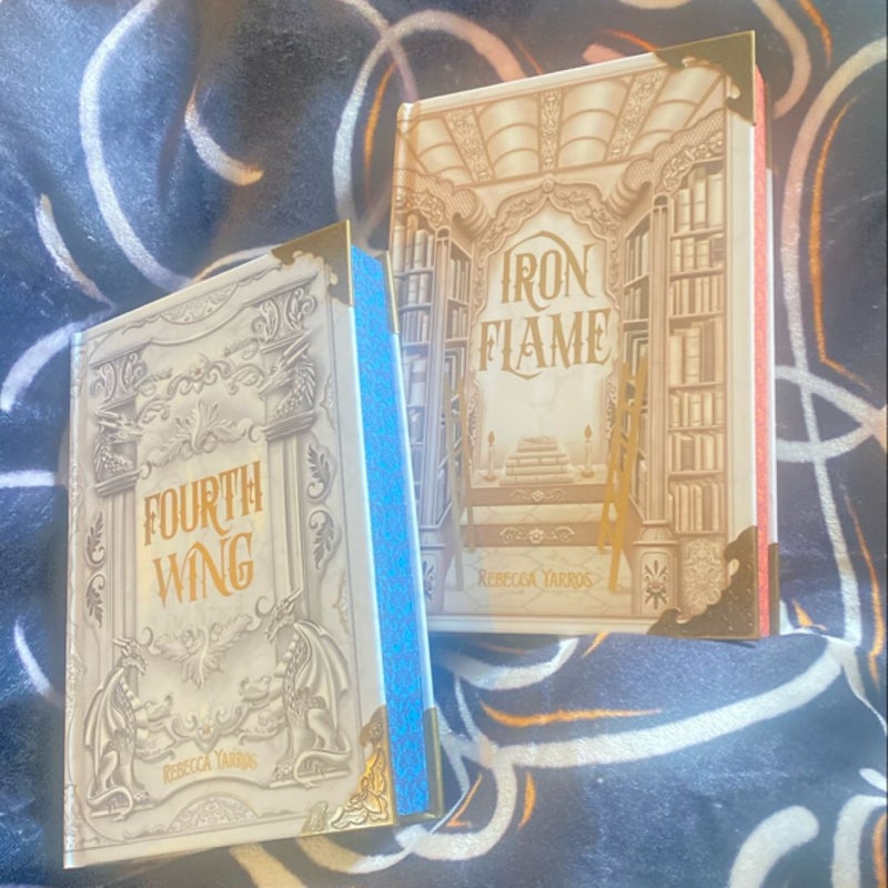 Fourth Wing  (signed) & Iron Flame (not signed but with map) special editions with colored page inserts