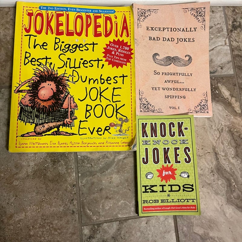 Joke Book Bundle: Jokelopedia, knock knock jokes for kids, exceptionally bad dad jokes