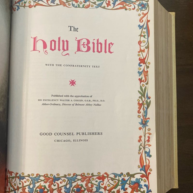 Holy Bible Catholic De Luxe Edition With The Confraternity Text (1966)