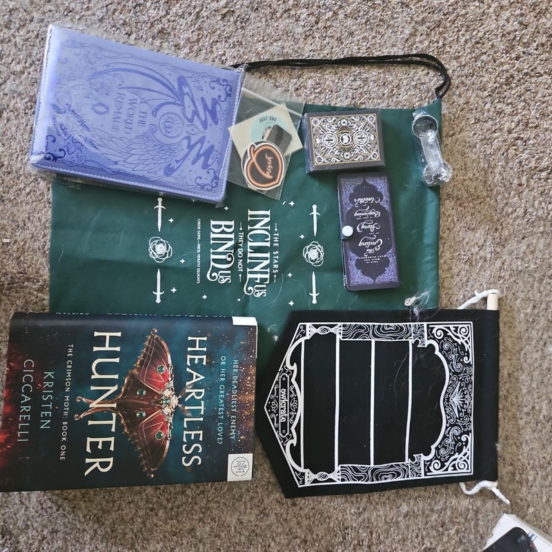 Heartless Hunter Fantasy Ya Romance Book Box with Bookish Owlcrate Merch Items