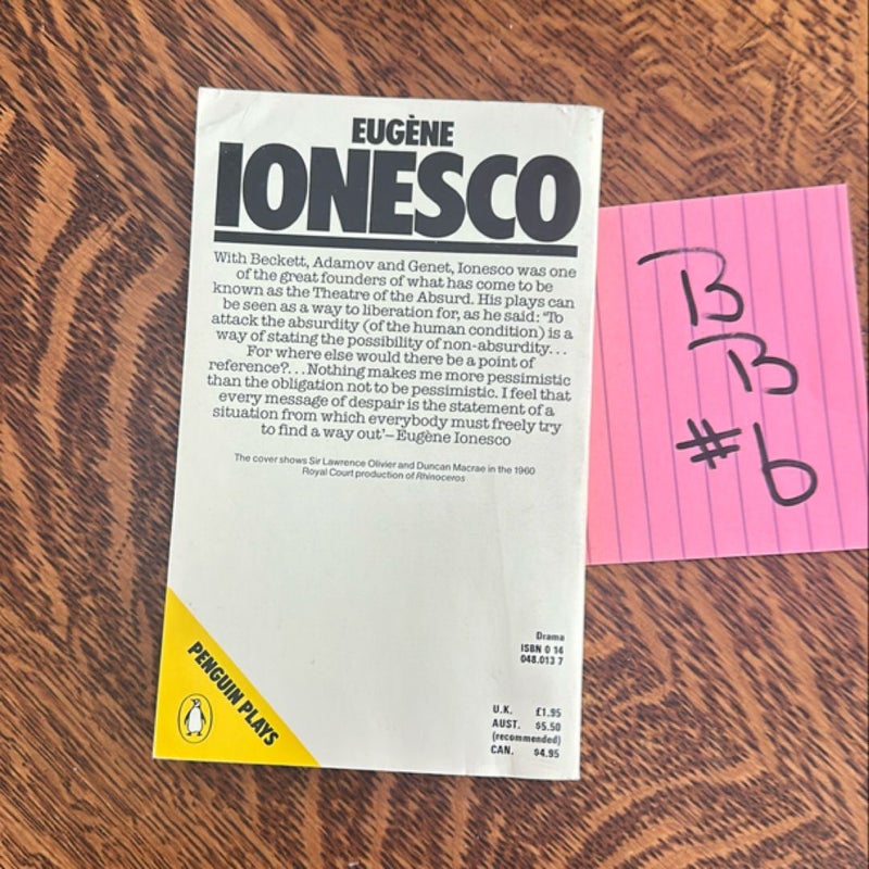 Rhinoceros, the Chairs, the Lesson