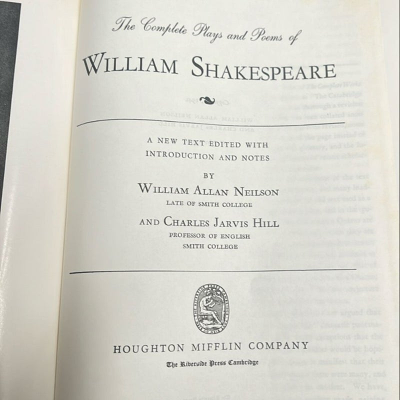 The Complete Plays and Poems of William Shakespeare