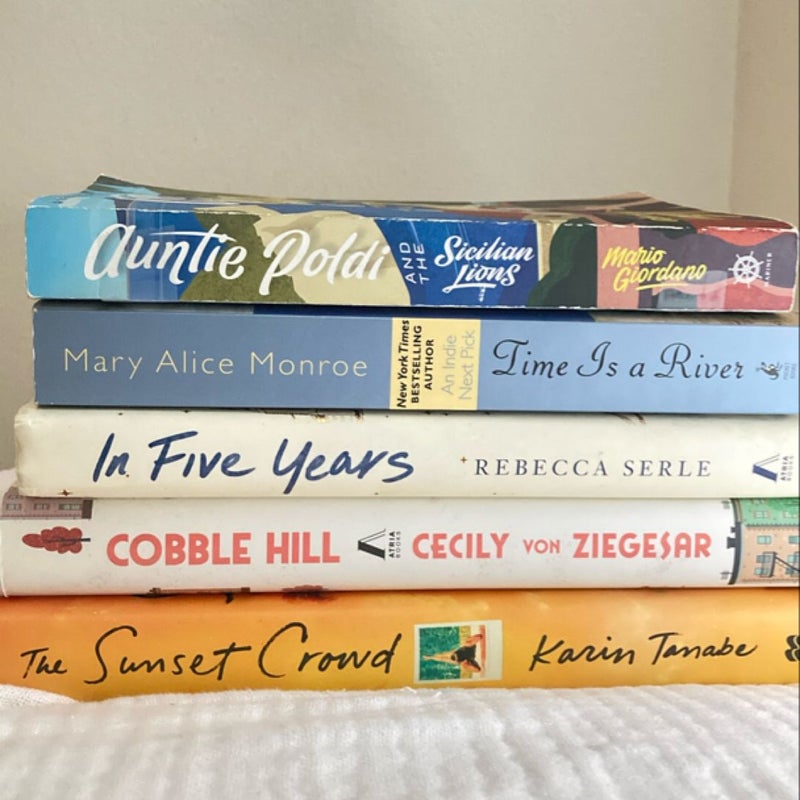 Fiction Bundle: In Five Years, Auntie Poldi and the Sicilian Lions, Time is a River, Cobble Hill, The Sunset Crowd