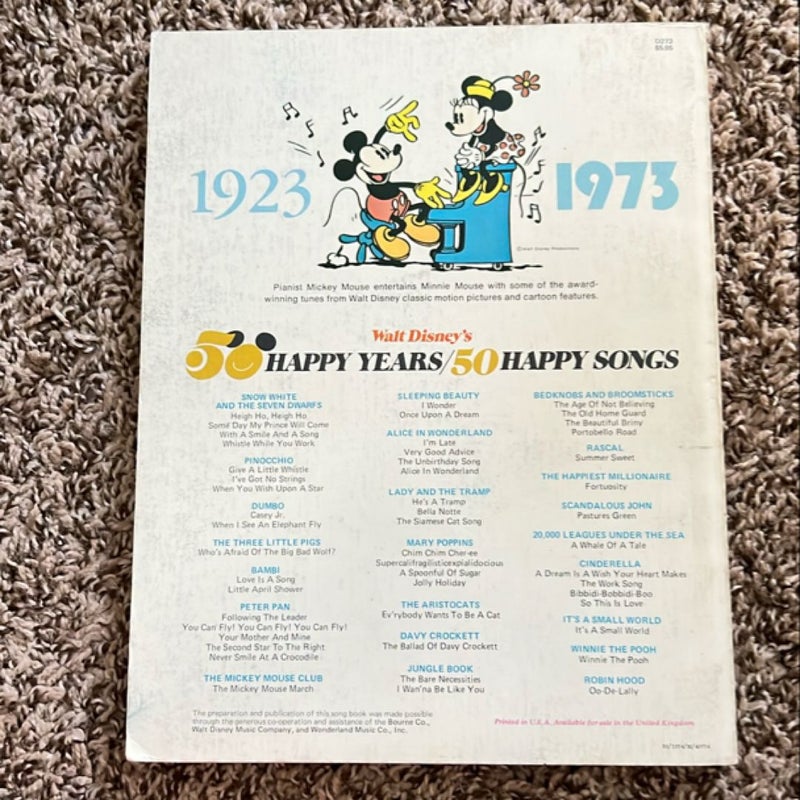 50 Happy Years/50 Happy Songs Disney Favorites Music Book