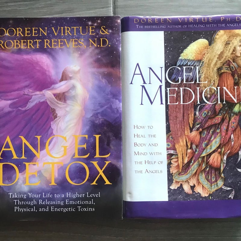 Lot Of (2) Doreen Virtue Novels: Angel Detox + Angel Medicine, New Age, Healing, Restorative. Hardcover. 