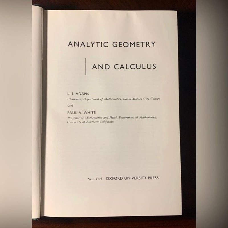 Vintage Oxford University Press Analytic Geometry and Calculus Textbook 4th Print. 