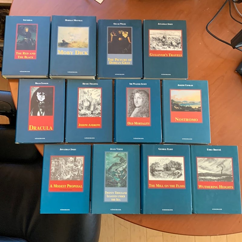 Konemann Classics Collection: 12 Books, Wuthering Heights, The Mill on the Floss, Twenty Thousand Leagues Under the Sea, A Modest Proposal, Nostromo, Old Mortality, Joseph Andrews, Dracula, The Red and the Black, Moby Dick, Gulliver’s Travels, The Picture of Dorian Gray