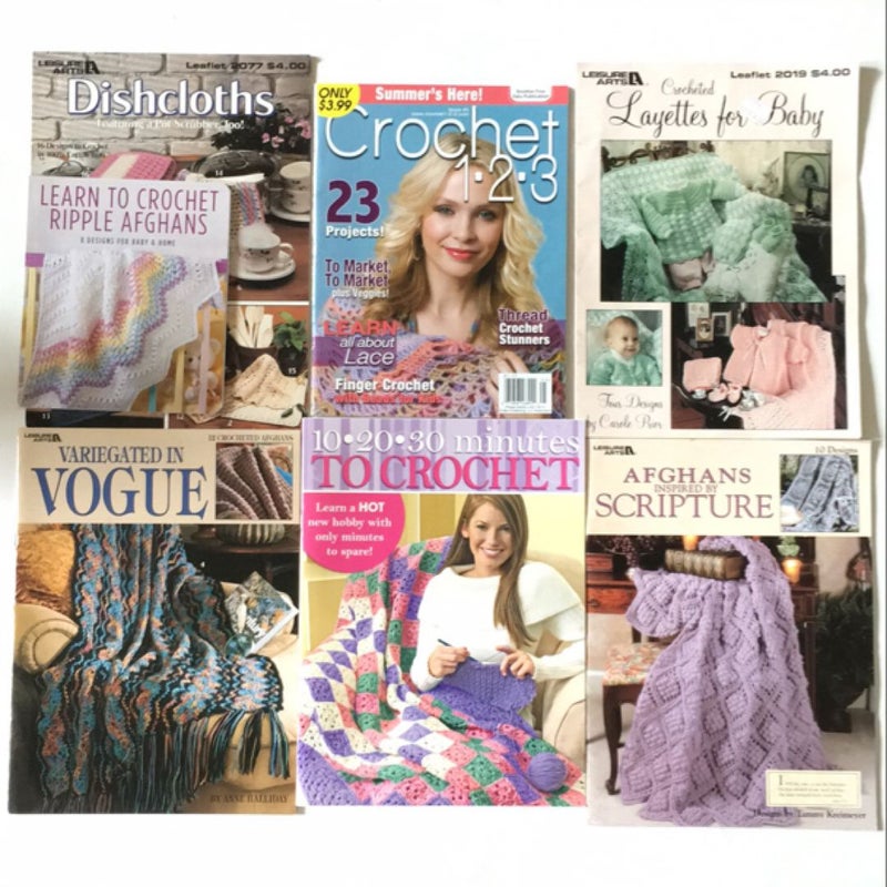 Lot of 7 crochet books/magazines. 