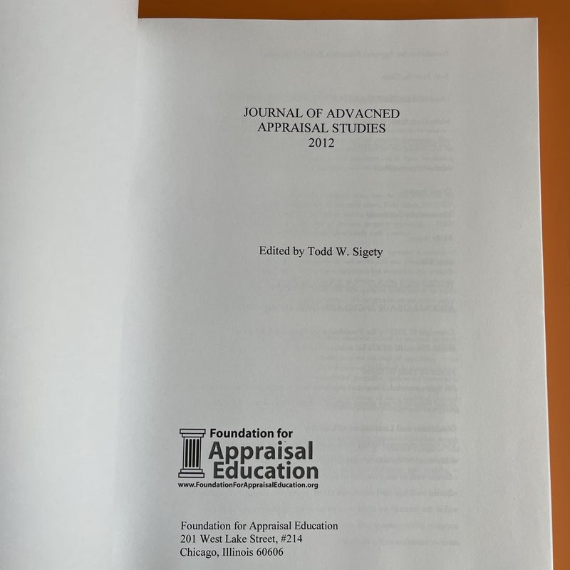 Journal of Advanced Appraisal Studies - 2012