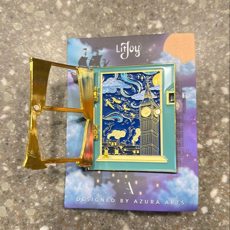 LitJoy to bee read Peter Pan literary window enamel pin