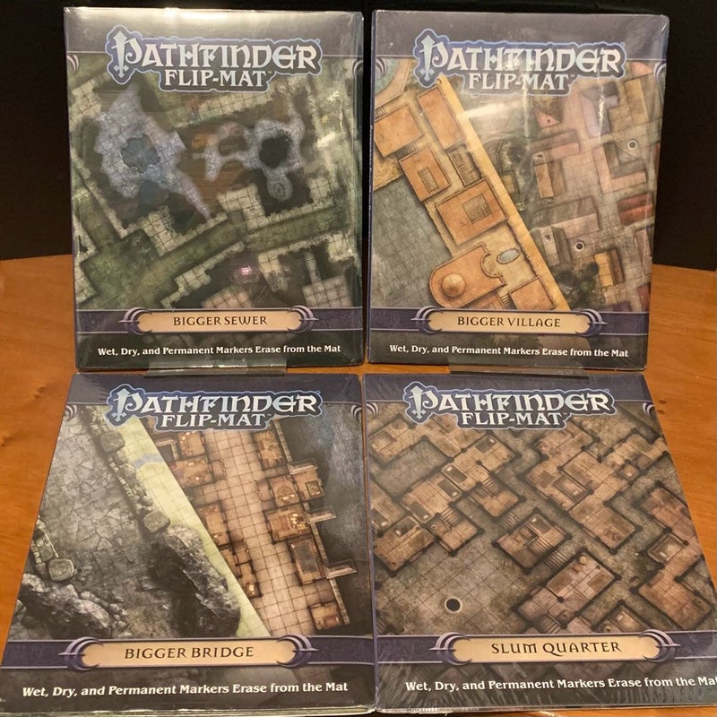 Pathfinder Flip-Mat Lot: Bigger Sewers, Village, Bridge, Slum Quarter, NEW