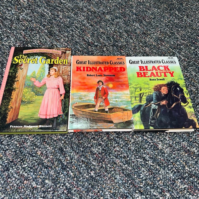 3 great illustrated classics - The Secret Garden/ Kidnapped/Black Beauty 