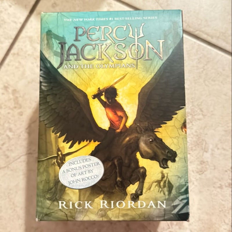 Percy Jackson and the Olympians 5 Book Paperback Boxed Set (new Covers W/poster)