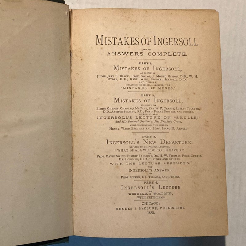 Mistakes of Ingersoll and His Answers