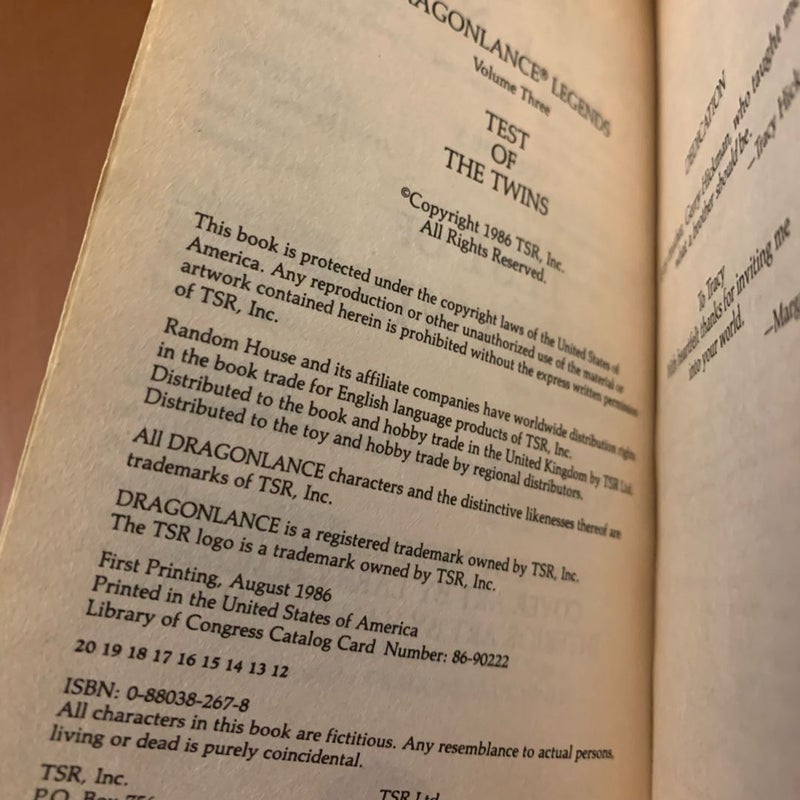 Vintage DragonLance: Test of the Twins, Legends 3