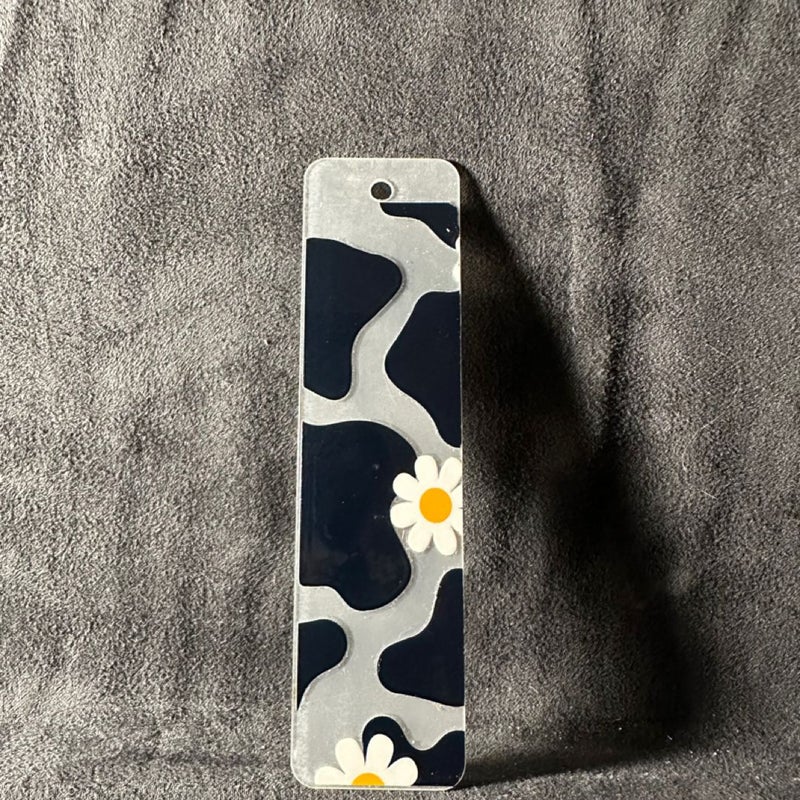 Cow print small clear acrylic bookmark 