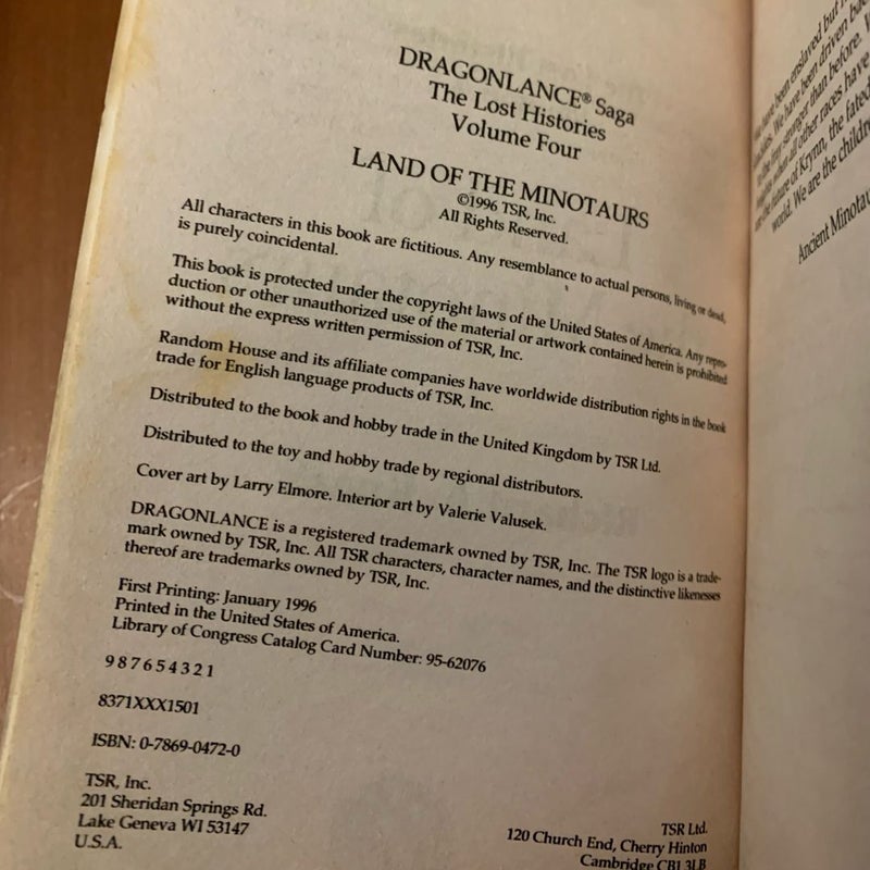 Vintage 1995 First Edition DragonLance: Complete Lost Histories Series 1-6 Set: The Kagonesti, The Irda, The Dargonesti, Land of the Minotaurs, The Gully Dwarves, The Dragons