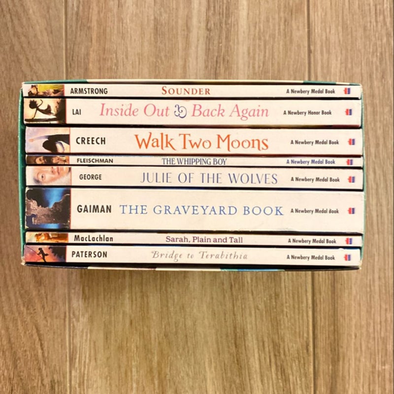 Newbery Award Classic 8 Book Collection (Bridge to Terabithia, Sarah Plain and Tall, The Graveyard Book, Julie of the Wolves, The Whipping Boy, Walk Two Moons, Inside Out & Back Again, Sounder)