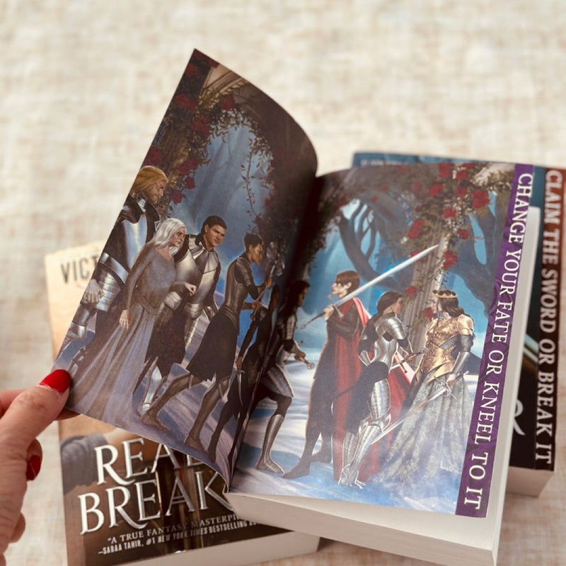 Realm Breaker trilogy with promo items