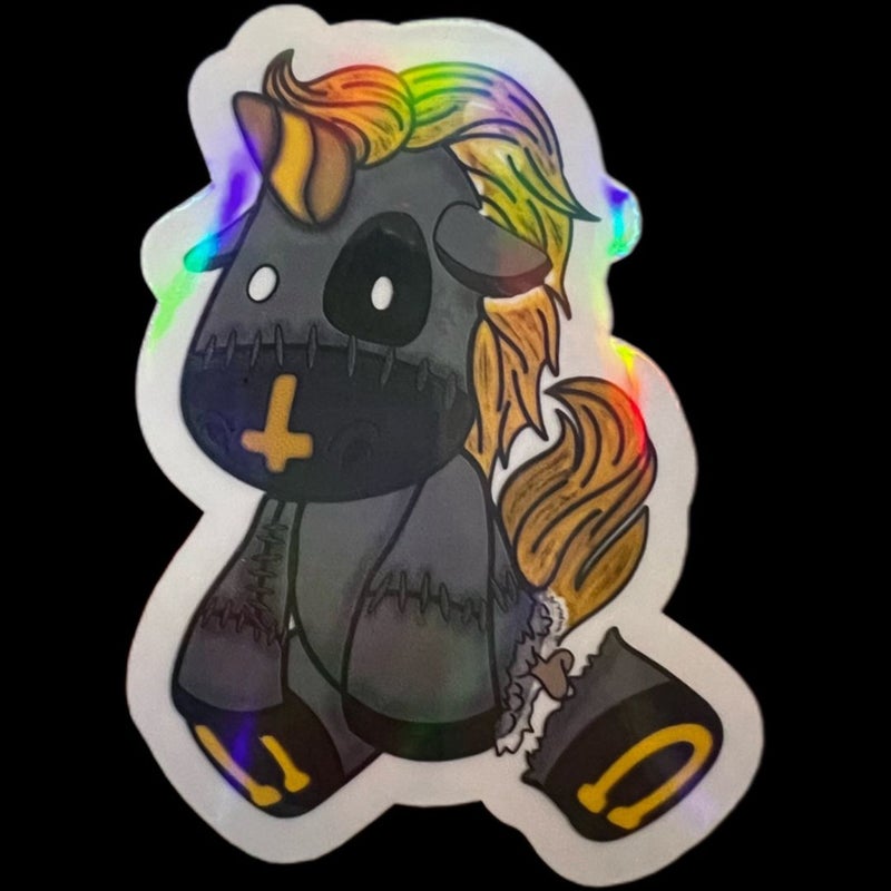 Yellow Punk Unicorn Iridescent Sticker