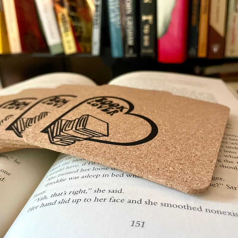 Book Lover Cork Coasters Gift Set of 4 