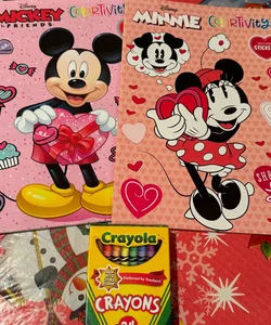 Mickey & Minnie mouse coloring books with crayons