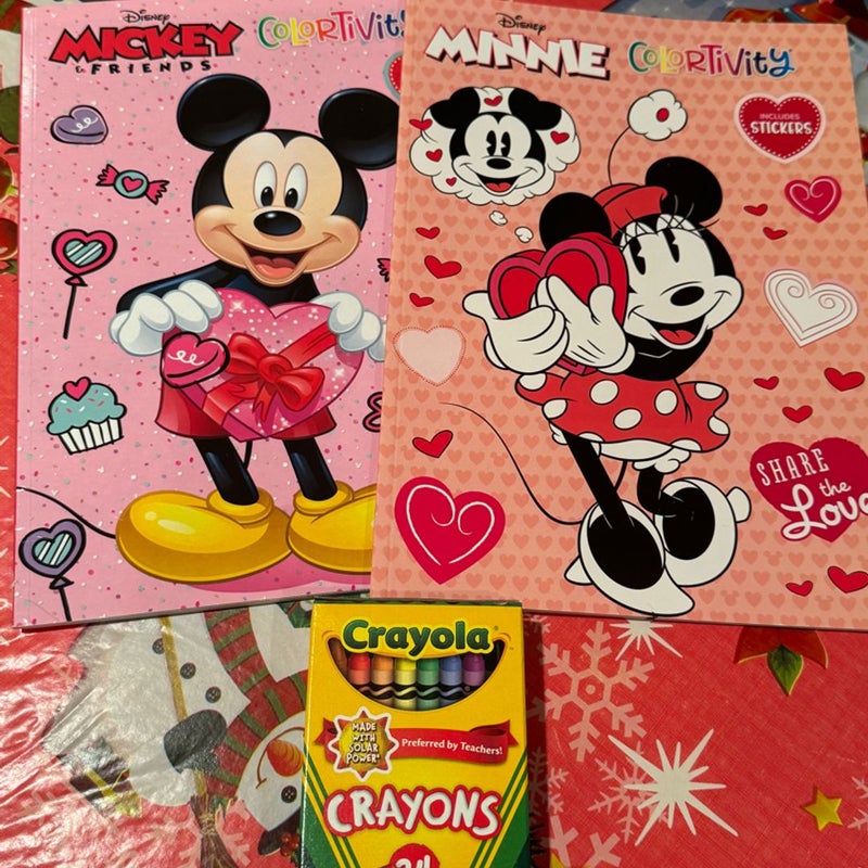 Mickey & Minnie mouse coloring books with crayons