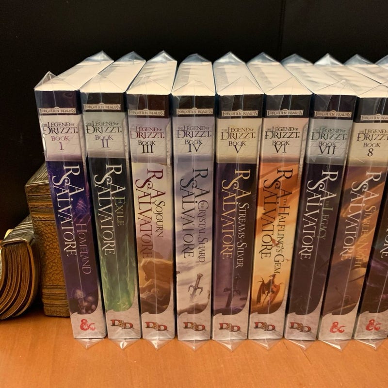 Legend of Drizzt 1-13: 4 Complete Series, Dark Elf, Icewind Dale, Legacy of the Drow, Paths of Darkness: Homeland, Exile, Sojourn, The Crystal Shard, Streams of Silver, The Halfling’s Gem, The Legacy, Starless Night, Siege of Darkness, Passage to Dawn, The Silent Blade, The Spine of the World, Sea of Swords