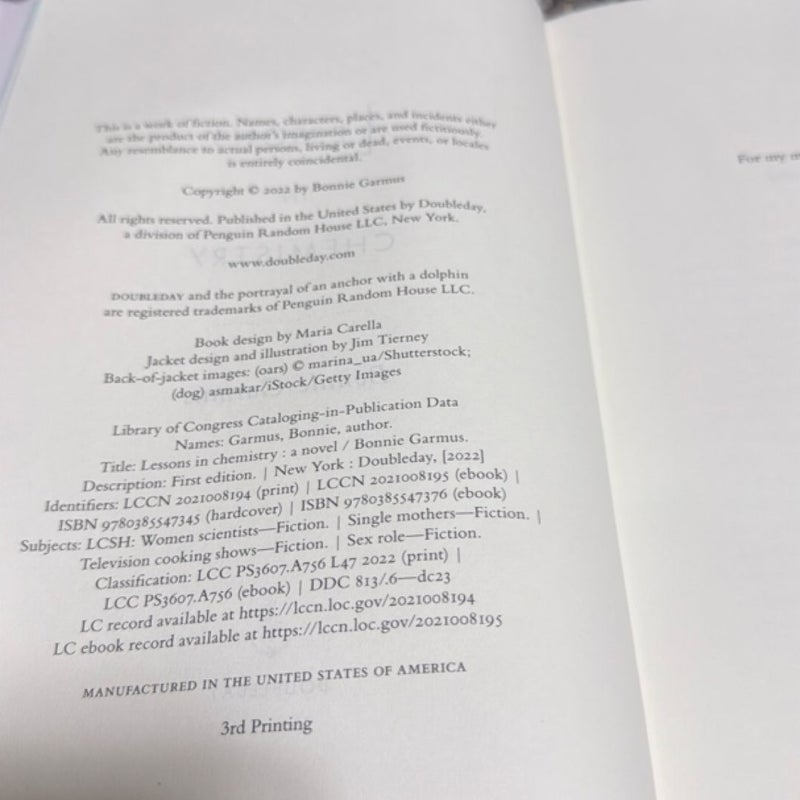 Lessons in chemistry B&N exclusive edition 3rd printing