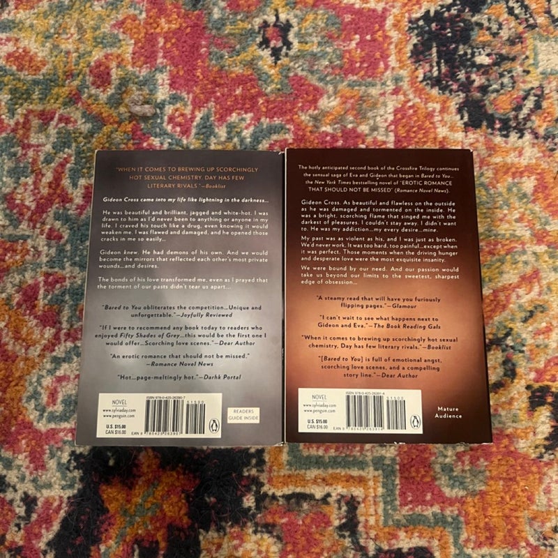 Crossfire Novels:"Bared to You" & "Reflected in You" Sylvia Day (PB) Good