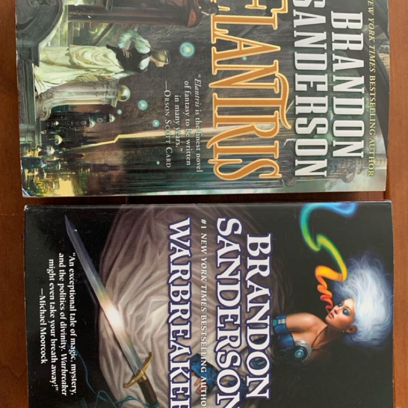 Brandon Sanderson Warbreaker + Elantris, Mass Market Paperback, Epic Fantasy 