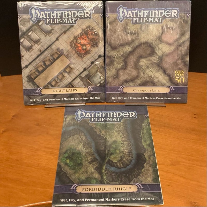 Pathfinder Flip-Mat Lot: Giant Lairs, Cavernous Lair, Forbidden Jungle, NEW