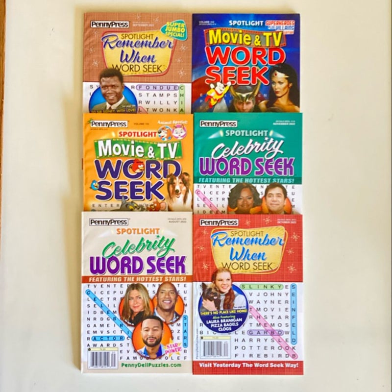 Lot of 6 Dell Penny Press Word Search Puzzle Books Celebrity Move Tie-In P1